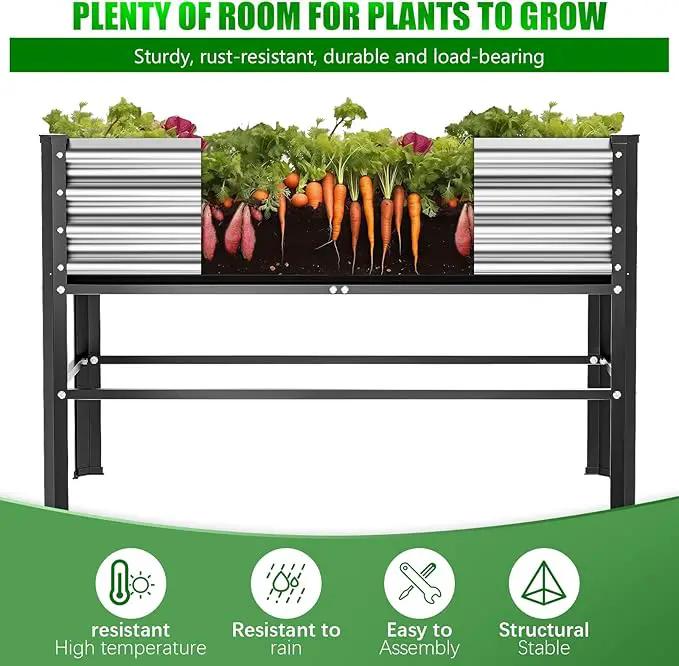 Doniks 2PCS Raised Garden Bed with Legs, 48×24×32in Large Outdoor Metal Galvanized Garden Planting Box, 600lb Capacity for Vegetables Lawn Green Flowers, Fruits, Terrace by GreenHaven Gardens