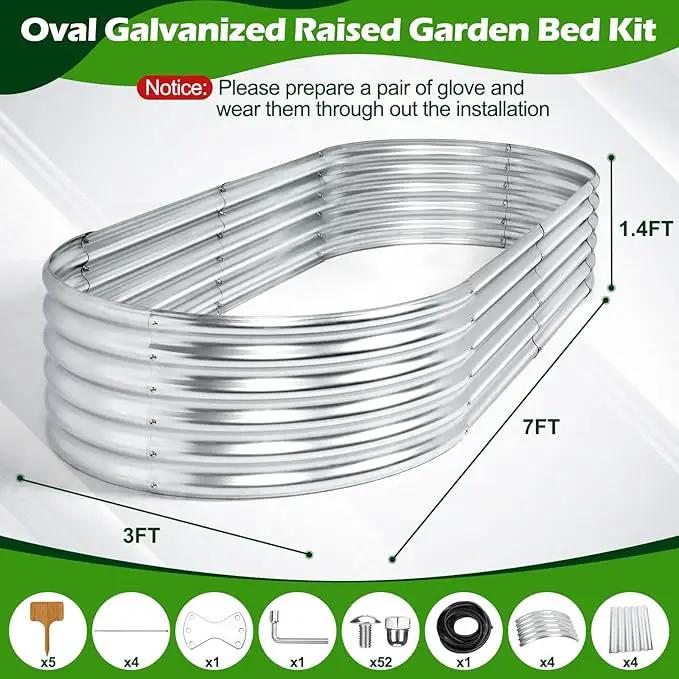 7x3x1.4ft Galvanized Raised Garden Bed, Upgraded with X-Shaped Support Rods, Large Raised Garden Beds Outdoor, Raised Bed for Planting Vegetables, Flowers, Fruits by GreenHaven Gardens