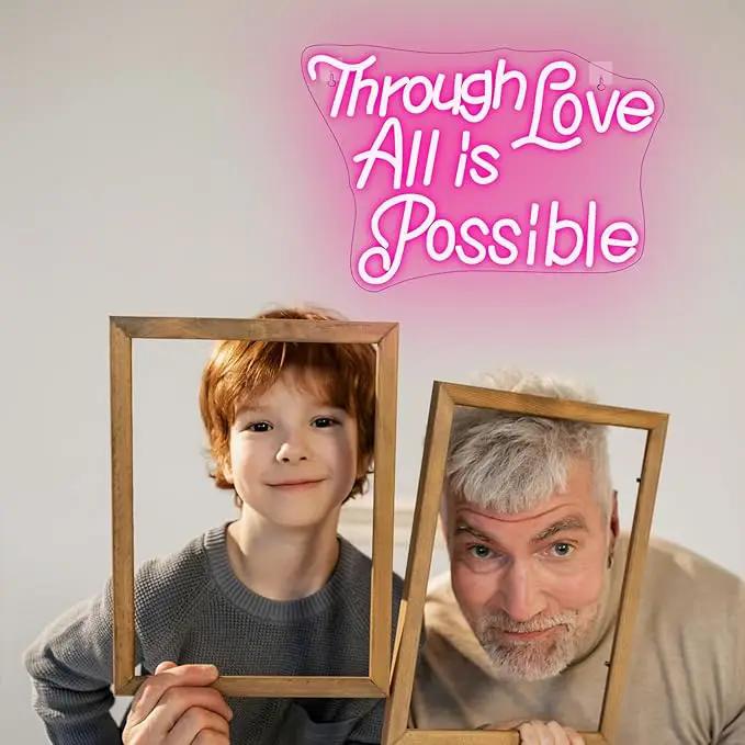WLHOPE Through Love All is Possible Neon Sign Neon Signs for Wall Decor Dimmable Through Love All is Possible Pink Neon Lights LED Sign for Bedroom,Living Room,Bar,Party,Christmas,Birthday Gift by GreenHaven Gardens