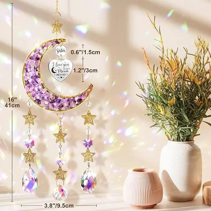 Sisters Gifts from Sister for Sister from Brother, Best Sister Gifts Unique Sister Birthday Gifts for Sister in Law Soul Sister, Moon Crystal Suncatcher for Window Hanging Decor by GreenHaven Gardens