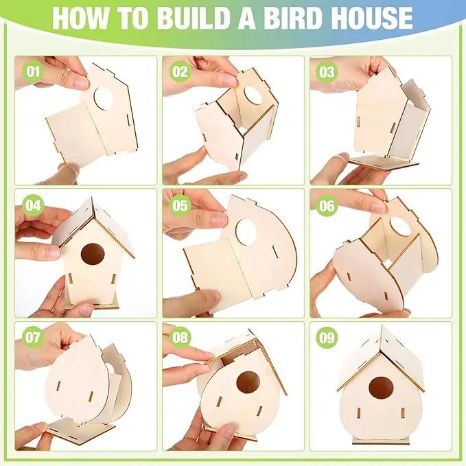30 Pcs Crafts DIY Bird House Wind Chime Kit Unfinished Wood Birdhouse Kits 12 Wooden Birdhouses & 18 Wind Chimes Build and Paint Birdhouses Bulk Crafts Set by GreenHaven Gardens