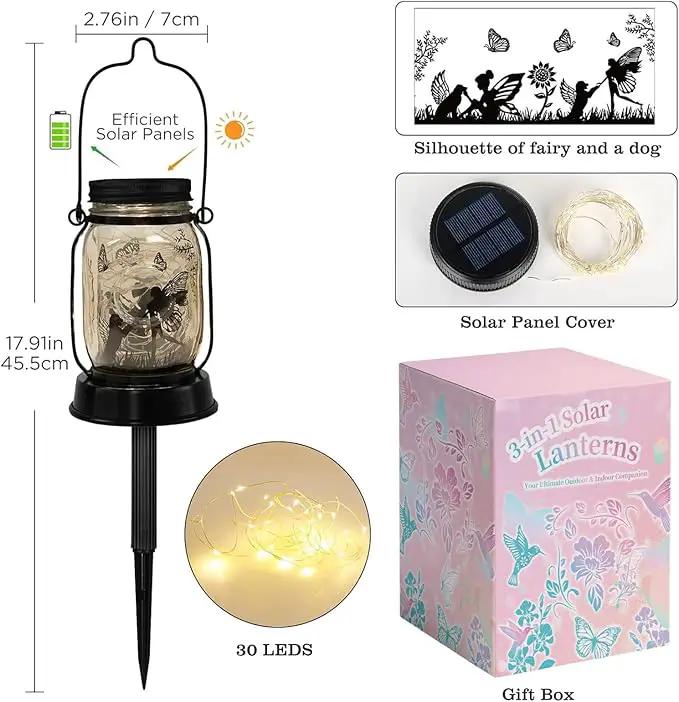 Kyoryuger Solar Lanterns Dog Solar Lights Outdoor Gifts for Women Men Dog Lovers Gifts Decorative Hanging Dog Lanterns with Stake for Yard Lawn Garden Decor Waterproof LED Dog Light by GreenHaven Gardens