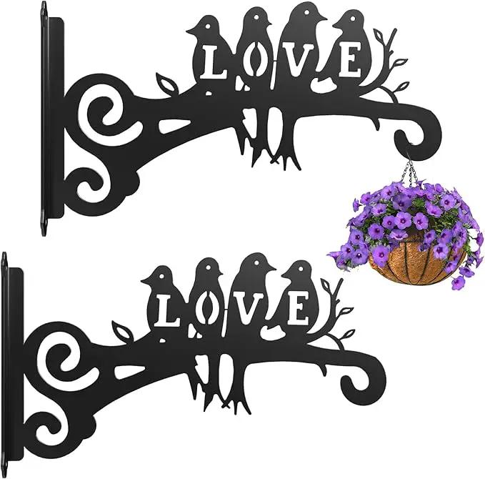 2-Pack Aesthetic Plant Hanger Indoor and Outdoor – 10 Inch Metal Hanging Plant Bracket with Beautiful Bird Pattern – Anti Rust Plant Hooks for Hanging Plants, Bird Feeder, Wind Chime, Lantern by GreenHaven Gardens