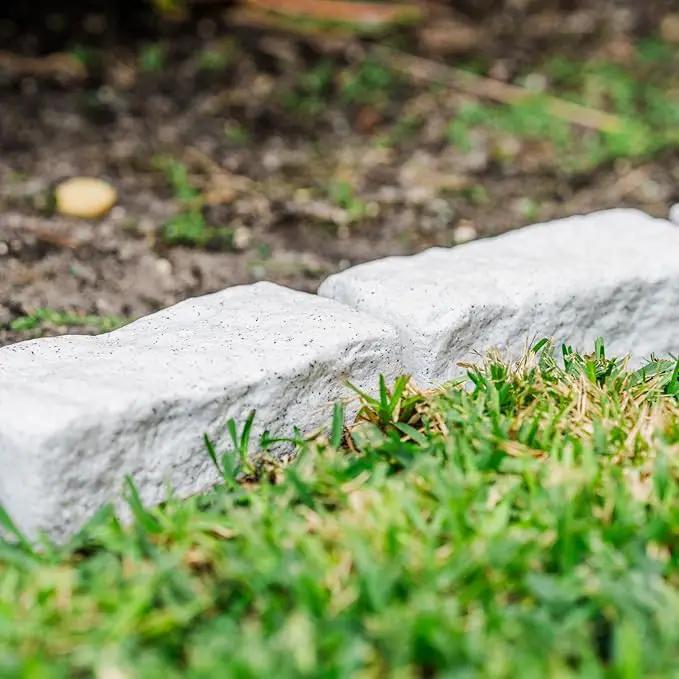 Beuta Landscape Edging | Garden Edging Border | No Dig Faux Stone Bricks & Spikes for Lawn Edging, Flower beds, Pathways & Yards – 1 Pack | Each Pack Has 6 Bricks 48" Lx 4" W x 2.25" H|Limewash by GreenHaven Gardens