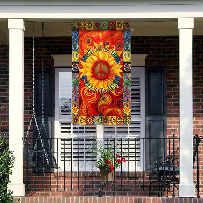 FLAGWIX Flags - Hippie Every Little Thing Is Gonna Be Alright Sunflower Flag DDH1403, House Flag (29.5" x 39.5") - USA House Garden Flags Premium Polyester - Decorative Outdoor Flags by GreenHaven Gardens
