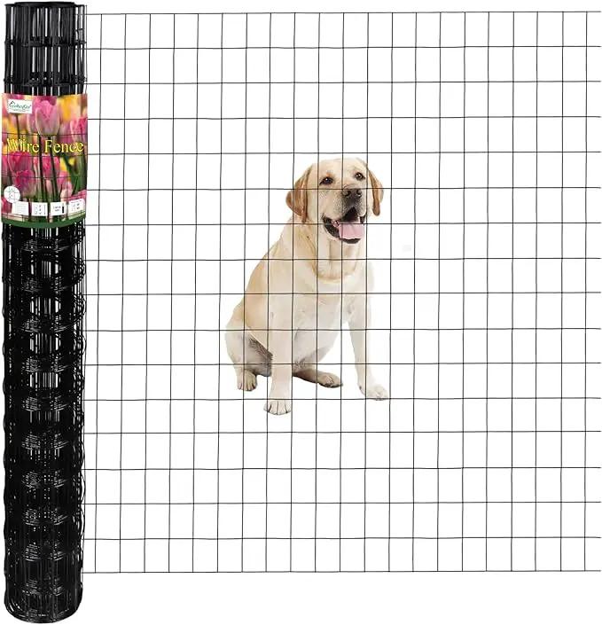 Black PVC Coated Welded Wire Fence 48 Inch x 25 Foot, 2 Inch x 3 Inch 16GA, Garden Border Fencing Roll Vinyl Coating Metal Wire Mesh for Yard Vegetable Plant Protection Poultry Netting by GreenHaven Gardens