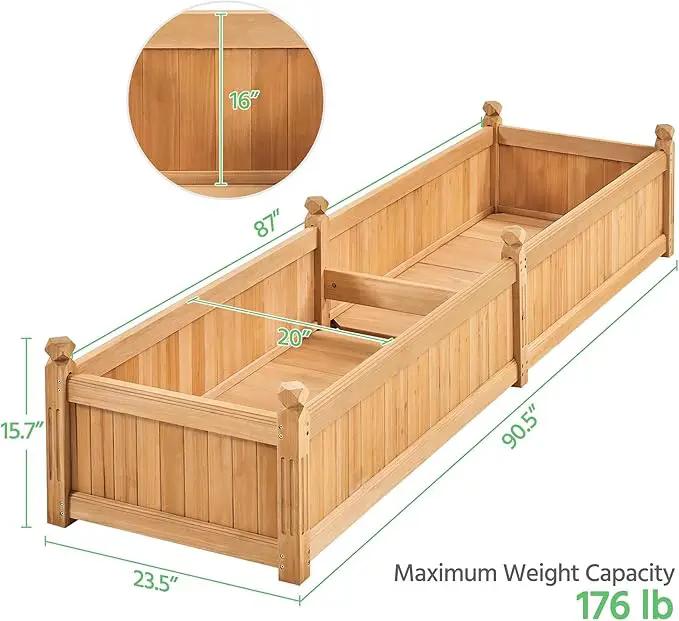 Yaheetech 90.5″ L×23.5″ W×16″ H Wooden Raised Garden Bed, Horticulture Wood Rectangular Garden Planter Outdoor, Raised Planter Box for Yard/Greenhouse/Vegetable/Flower/Herbs, Light Brown by GreenHaven Gardens