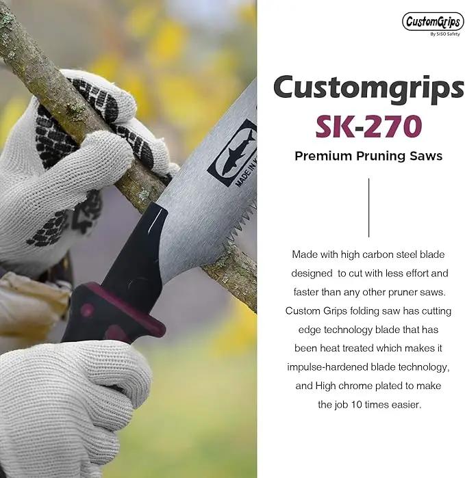 CustomGrips Professional 10.5 Inch Handle Saw, Ideal for Pruning, Horticulture, Tree Trimming, Camping, Gardening, Carpentry with Study High Plated Blade, Replaceable. [Carry Case Included] Large by GreenHaven Gardens
