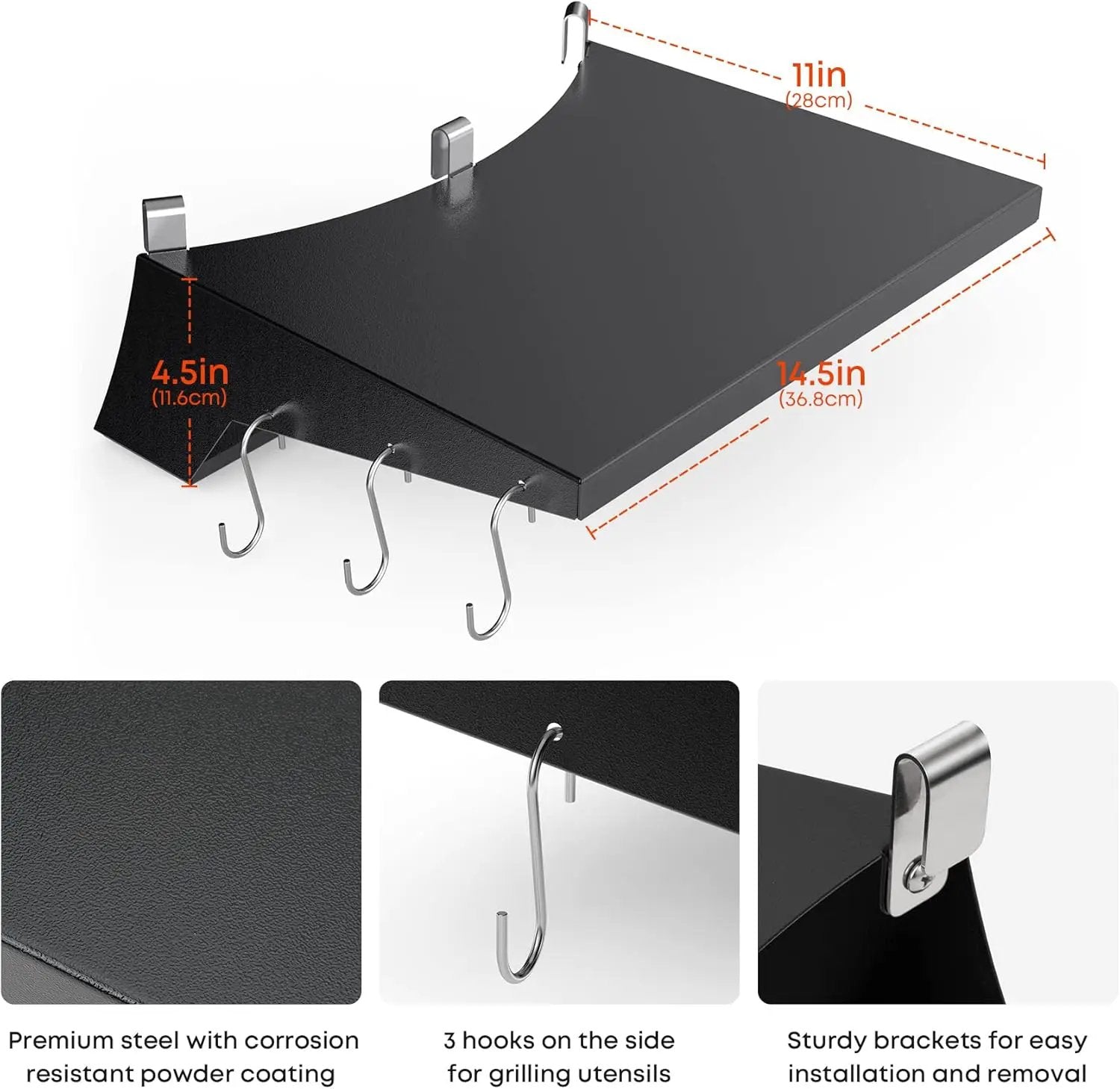 Stanbroil Grill Side Table for 22 Inch Weber Master-Touch & Original Kettle & Original Kettle Premium Charcoal Grills by GreenHaven Gardens