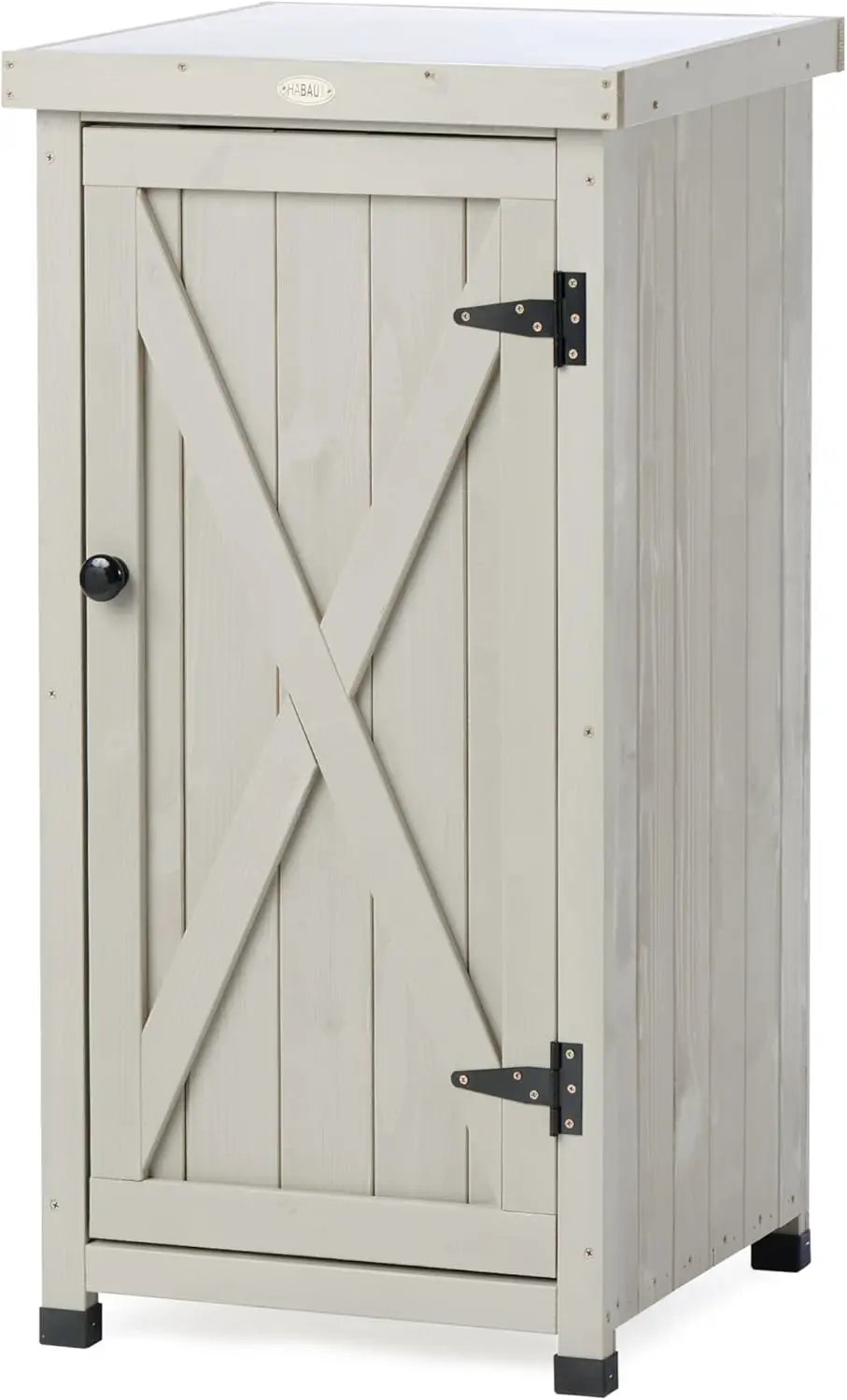 Outdoor Storage Cabinet for Patio, Garden Potting Bench Table with Shelves & Metal-Tabletop, Wooden Planting Work Station, Weatherproof by GreenHaven Gardens