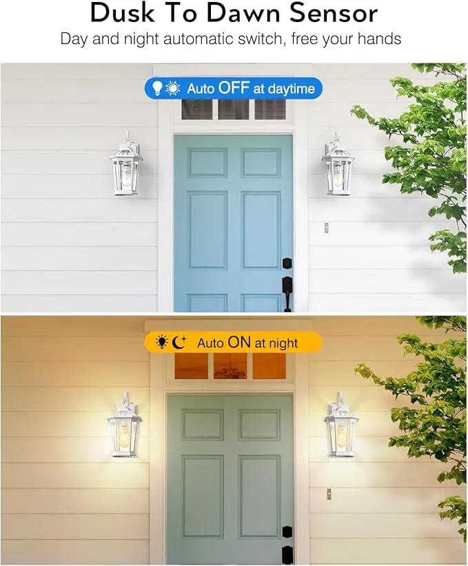 VIANIS 2 Pack Outdoor Wall Lights, Dusk to Dawn Exterior Light Fixture for House, 100% Anti-Rust Aluminum Waterproof Porch Light Outside Wall Lights, White Outdoor Wall Sconce Lanterns for Garage by GreenHaven Gardens