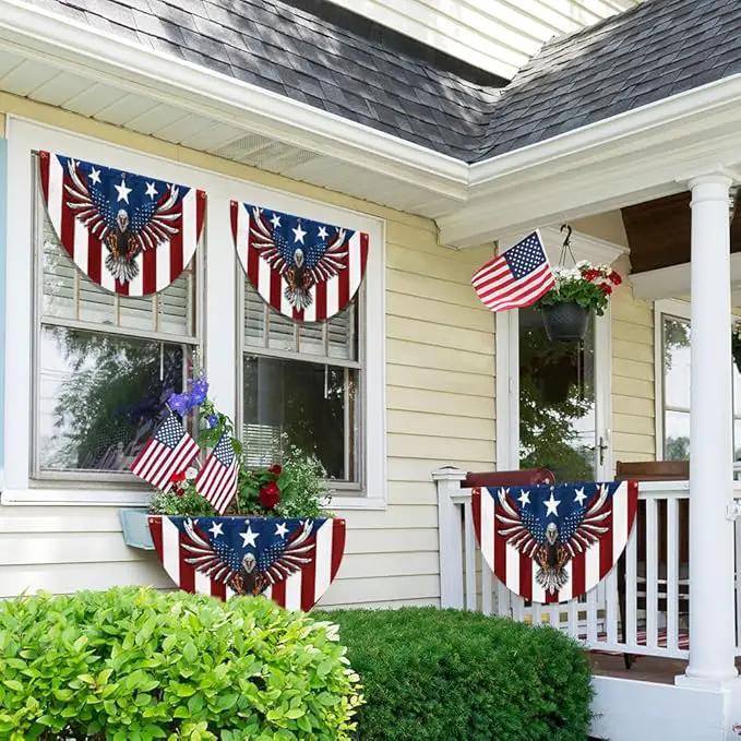 FLAGWIX American Flag Patriotic Eagle American Non-Pleated Fan Flag TPT1636F, 3x6 ft, 2 Pack Suitable for Outdoor and Indoor by GreenHaven Gardens