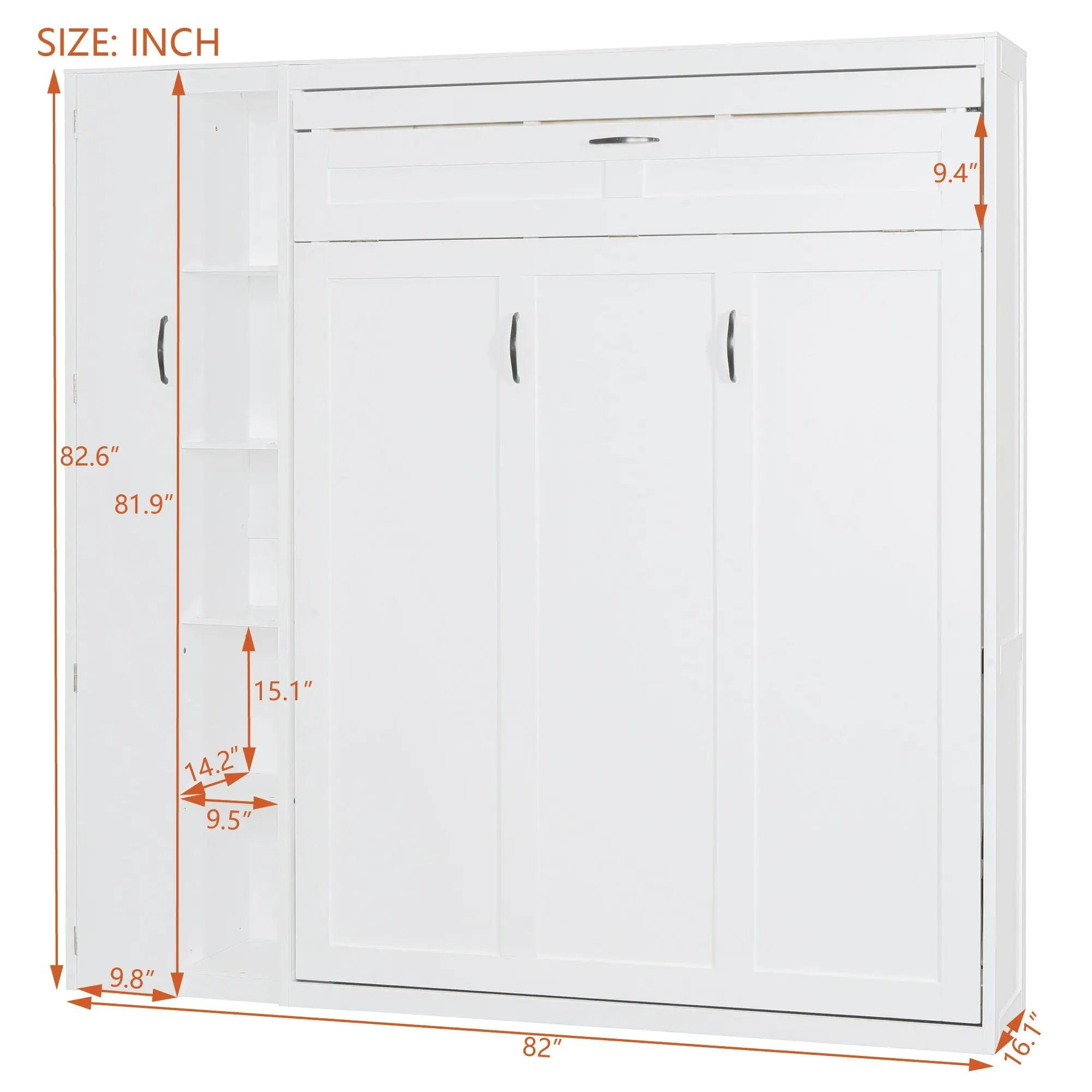 Murphy Wall Bed With Shelves, Wardrobe And LED Lights