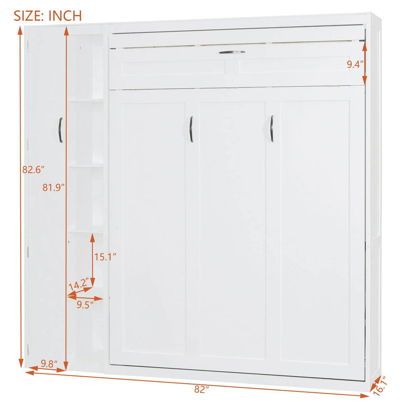Murphy Wall Bed With Shelves, Wardrobe And LED Lights