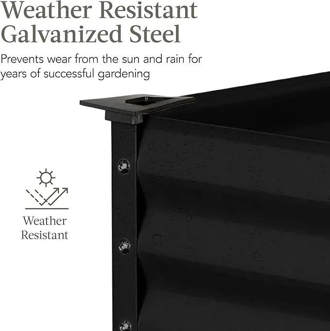 Best Choice Products 48x24x30in Galvanized Raised Garden Bed, Metal Elevated Planter Box, Vegetable Garden for Backyard, Patio, Balcony - Black by GreenHaven Gardens