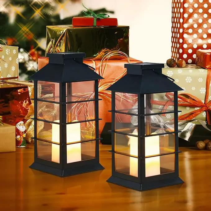 2 Pack Outdoor Garden Hanging Lanterns with Waterproof LED Flickering Flameless Candle Solar Powered Lights Yard Decor Outdoor Decorative for Pathway Courtyard Party Patio Christmas (Black) by GreenHaven Gardens