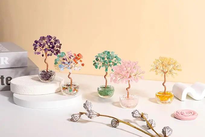 Jovivi Small Green Aventurine Crystal Tree, Natural Crystal Healing Stones Tree Glass Bowl Base Gemstone Money Trees Feng Shui Good Luck Home Desk Decor by GreenHaven Gardens