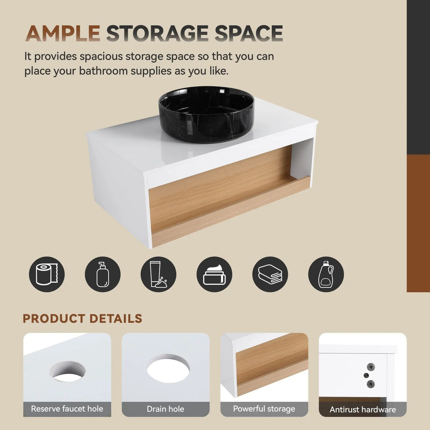 Floating Bathroom Vanity With Vessel Sink With Open Shelf Storage by HouseOfZazla