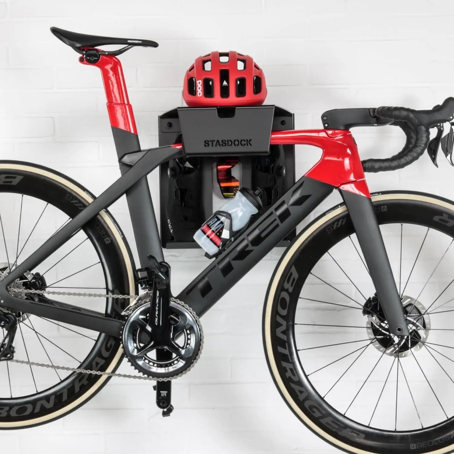 Wall Bike Rack | Bike Storage Wall Mount System | for Race Bicycles (Happy Black) and Mountain Bikes | Bike Shelf | Indoor Bike Wall Bracket | Store Your Helmet and Shoes | Home and Garage by GreenHaven Gardens