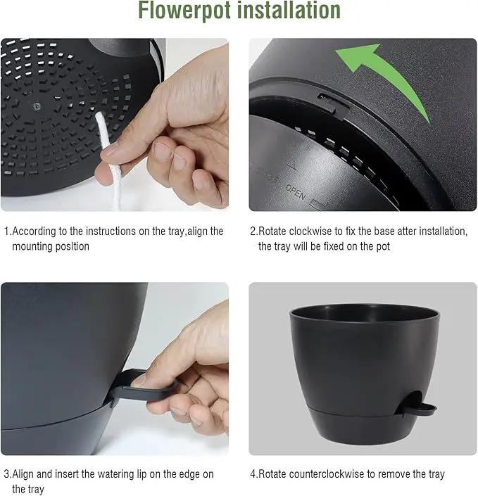 10/9/8 inch Medium Self Watering Pots, Plant Pots with Mesh Drainage Holes for Indoor Outdoor Garden Plants, Flower Pots with Removable Deep Reservoir, Set of 3 Plastic Planters, Black by GreenHaven Gardens