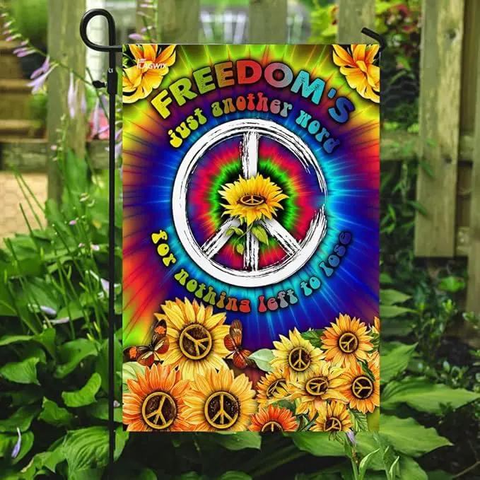 FLAGWIX Sunflower Hippie Peace Flags - Summer Flag Decorations For Home, Outside, House Flag (30 x 40) - USA House Garden Flags, Hippie Peace House Flag, Premium Polyester - Decorative Outdoor Flags by GreenHaven Gardens