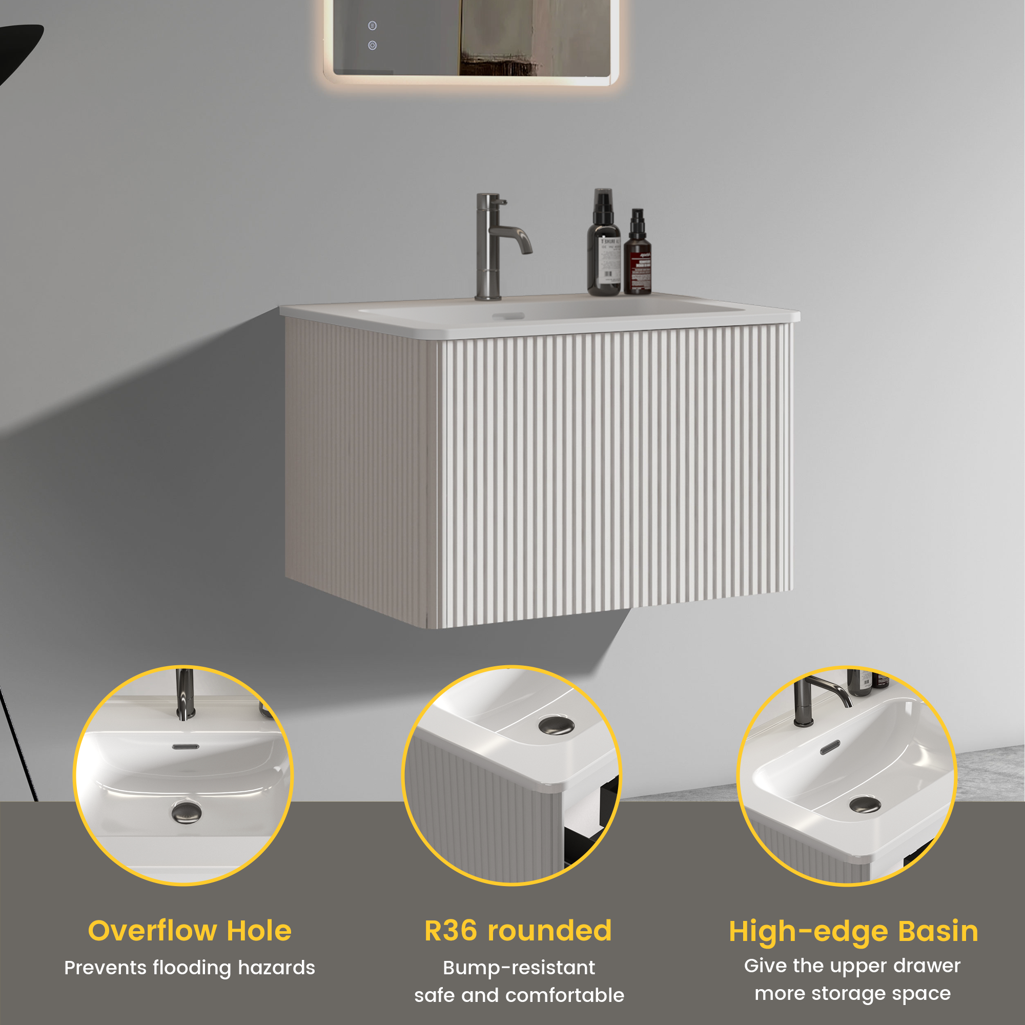 Etna 24" Striped Soft White Bathroom Vanity by HouseOfZazla