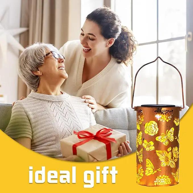 Butterfly Solar Gardening Gifts Lanterns Decorative Outdoor, Flower Pattern Solar Hanging Lights Waterproof, Garden Decor for Women Mom Grandma, Yard Gifts for Patio, Pathway, Landscape by GreenHaven Gardens