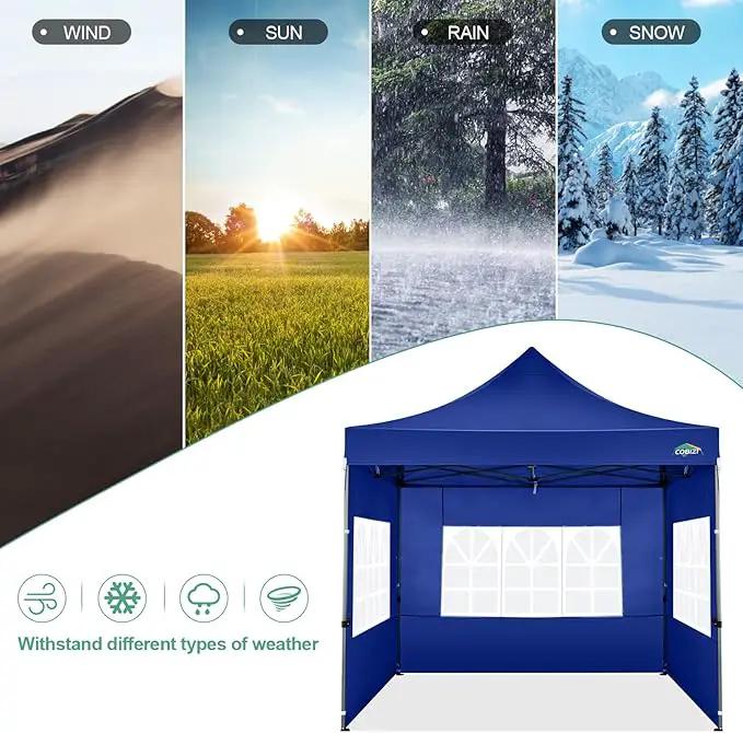 COBIZI 10x10 Ez Pop Up Canopy Tent with 4 sidewalls Heavy Duty Canopy UPF 50+, 100% Waterproof Outdoor Canopy Wedding Tents for Parties Instant Portable Gazebo with Roller Bag, Navy Blue by GreenHaven Gardens