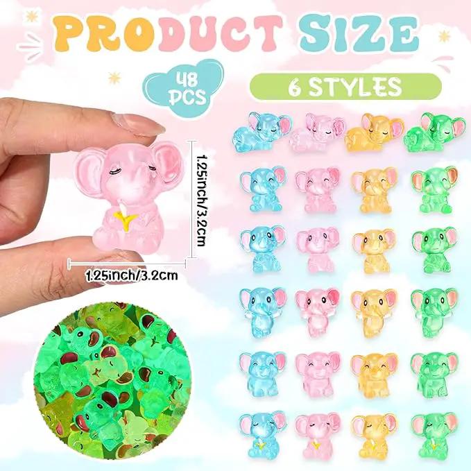 48 Pcs Mini Elephant Animals Luminous Resin Small Animal Figurines Bulk Glow in The Dark Garden Accessories Moss Landscape DIY Terrarium Ornament for Garden Dollhouse Decoration by GreenHaven Gardens
