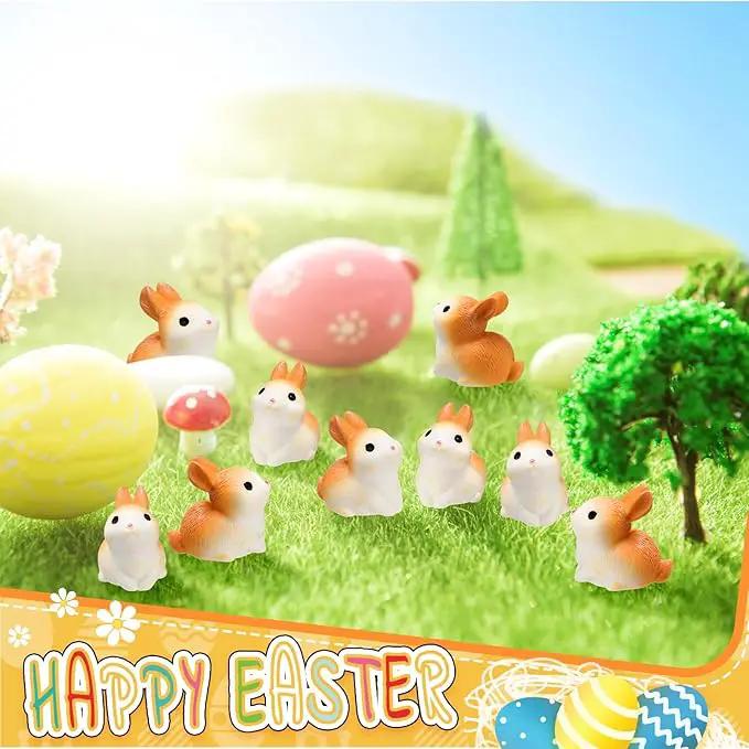 Marsui 100 Pcs Bunny Miniatures Figurines Rabbit Miniature Accessories Easter Garden Landscape Garden Rabbit for Easter Garden Accessories Dollhouses Decoration(Lively Rabbit) by GreenHaven Gardens