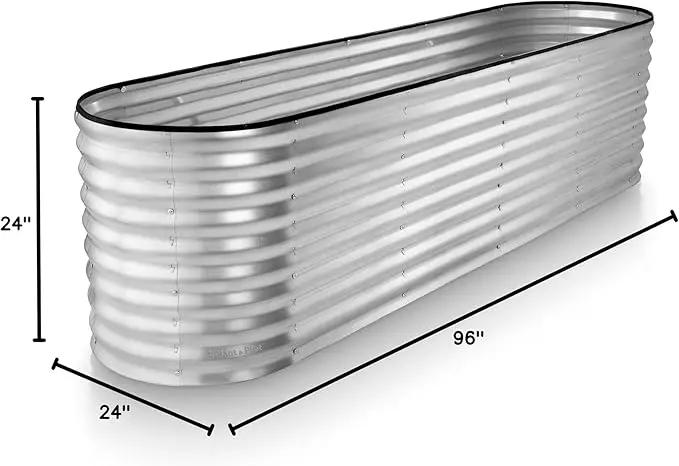 Galvanized Raised Garden Beds Outdoor // 8×2×2 ft Planter Raised Beds for Gardening, Vegetables, Flowers // Large Metal Garden Box (Silver) // Patented Tool-Free Design by GreenHaven Gardens
