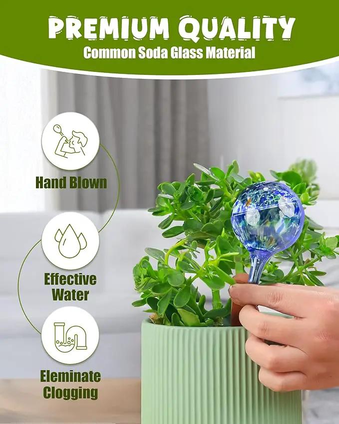 Iridescent Self Watering Globes, Glass Rainbow Plant Watering Globes, Self Watering Planter Insert, Automatic Plant Waterer Indoor (Small-4 Pcs Multi-Color, Small) by GreenHaven Gardens