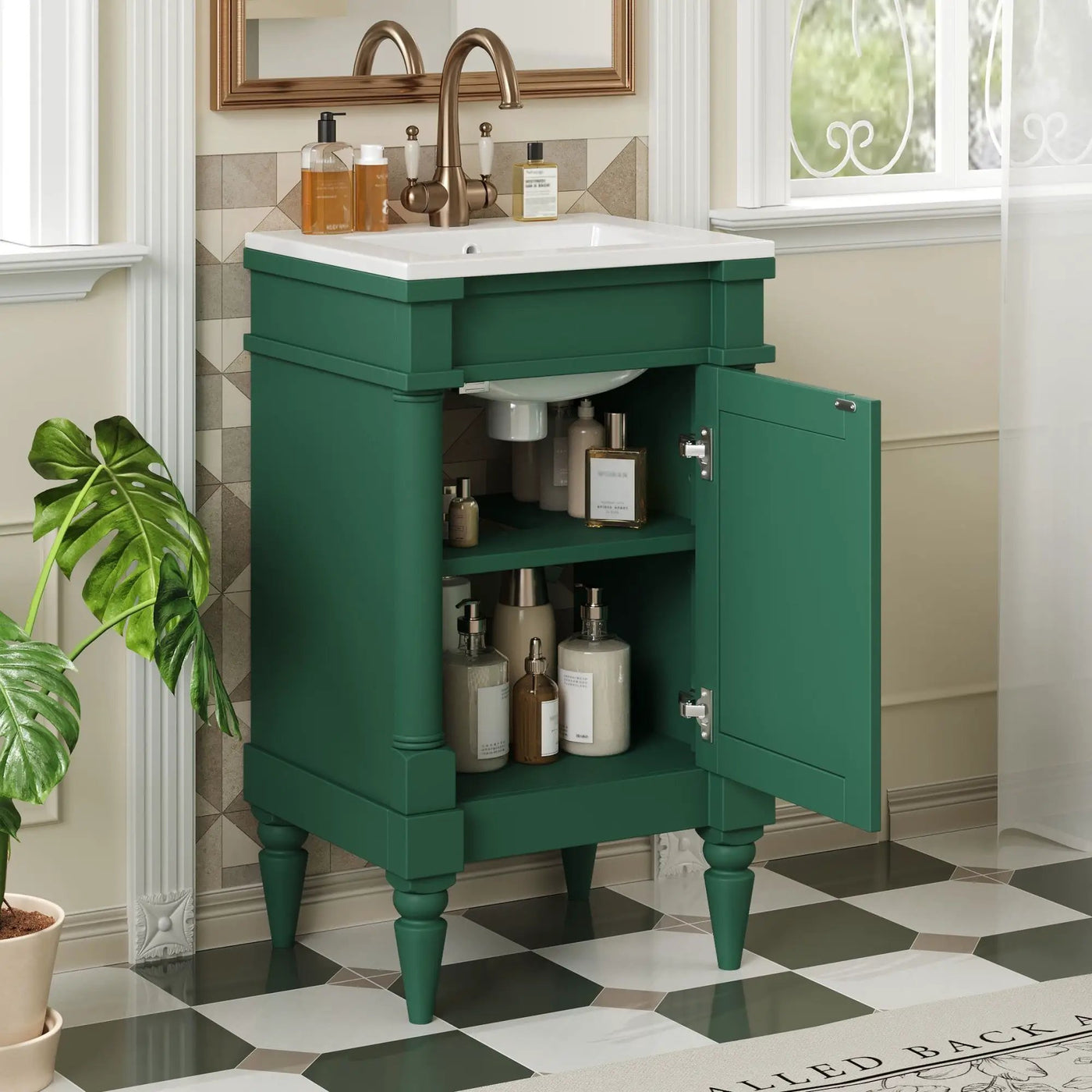 Bathroom Vanity With Sink, Storage Cabinet With Door, Drop In Sink, Compact Freestanding Design by Unique Piece Furniture