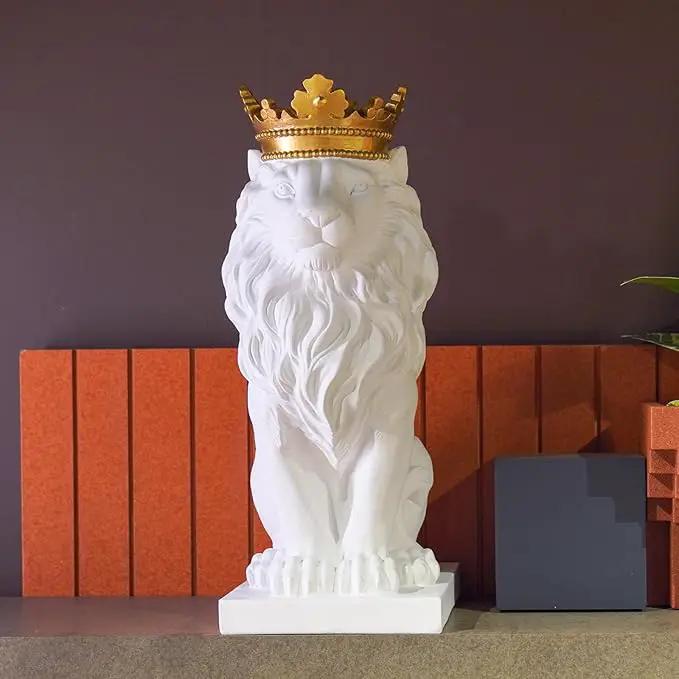 LCdecohome Sculptures Home Decor Lion Statue 15 Inch White Lion Decoration for Living Room 8.5 * 5.5 * 15 Inch by GreenHaven Gardens