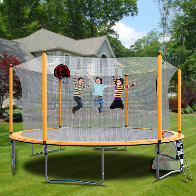 16Ft Trampoline With Basketball Hoop Pump And Ladder (Inner Safety Enclosure) With Soccer Goal by HouseOfZazla