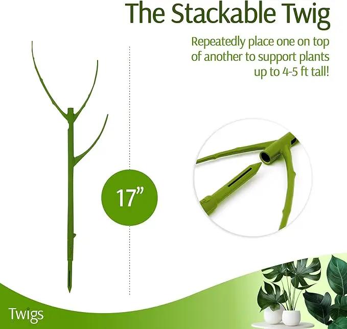 Stackable Plant Support Stakes, Stem Holder Structure for Indoor & Outdoor, Garden Accessories for Climbing & Potted Plants, Trellis Alternative - Peony (Light Green), 3 Pack, 17" L by GreenHaven Gardens