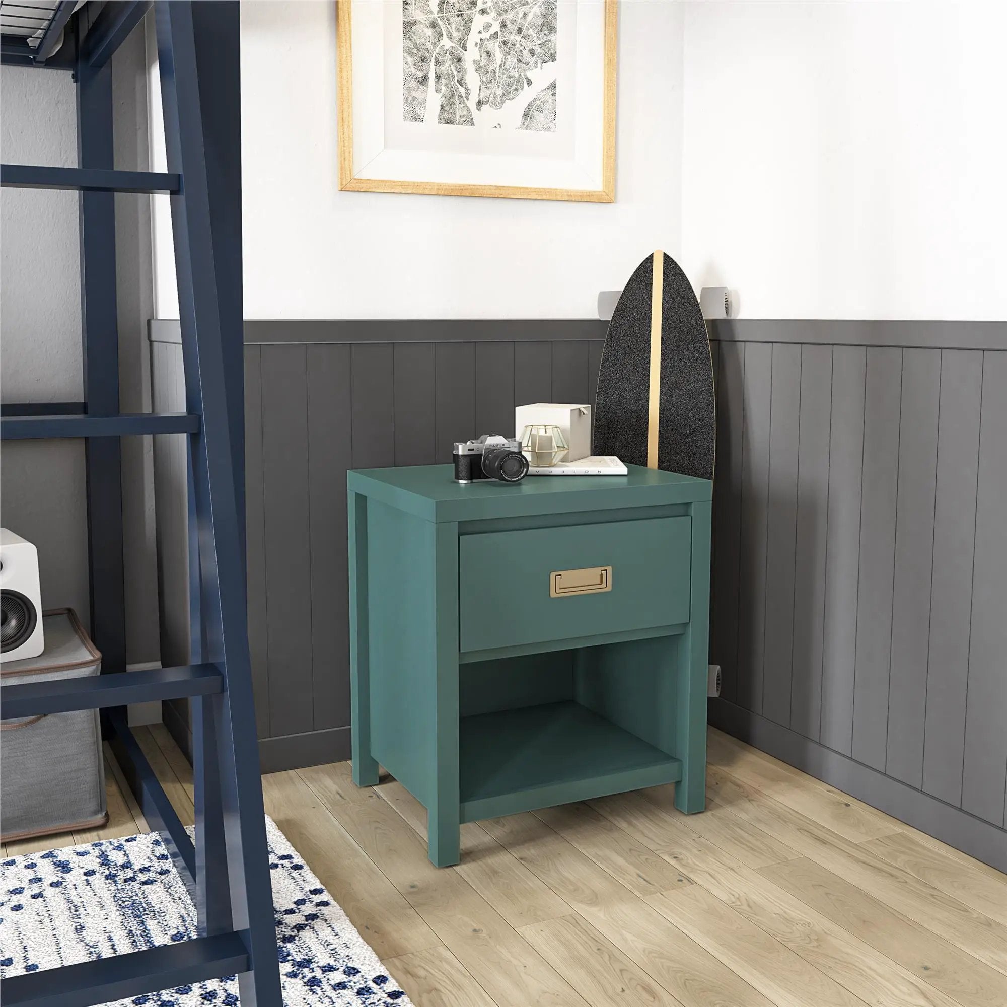 Haven - 1 Drawer Nightstand - Green by HouseOfZazla