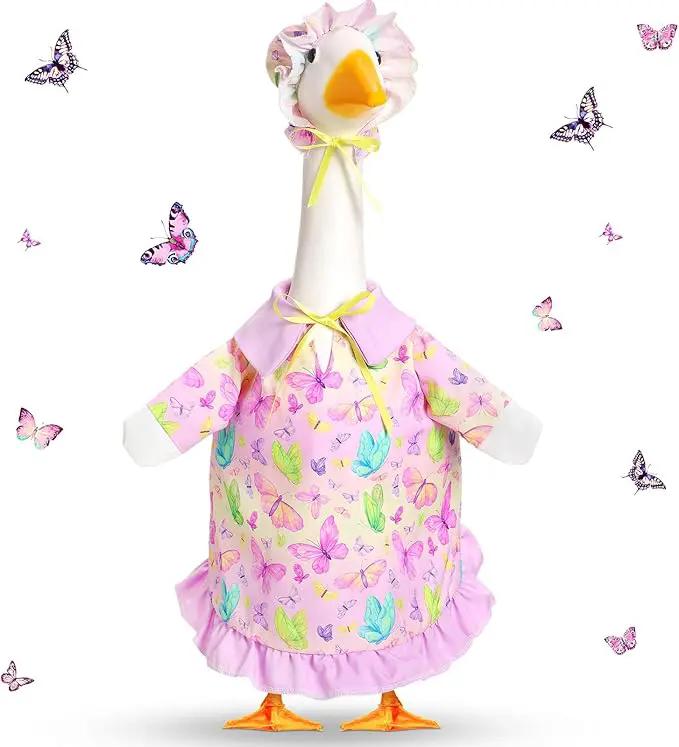 Spring Butterfly Goose Outfit Lawn Porch Goose Clothes 23" Spring Butterfly Outdoor Patio Yard Lawn Art Decoration by GreenHaven Gardens