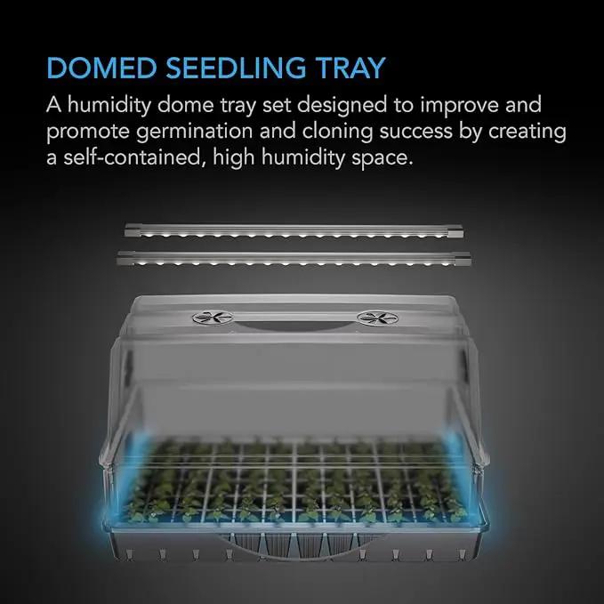 AC Infinity Heavy Duty 3mm Thick Humidity Dome with Height Extension, Germination Kit with LED Grow Light Bars, Sturdy Drip Tray, 6x12 Cell Tray for Indoor Gardening, Seed Starting, Cloning Plants by GreenHaven Gardens