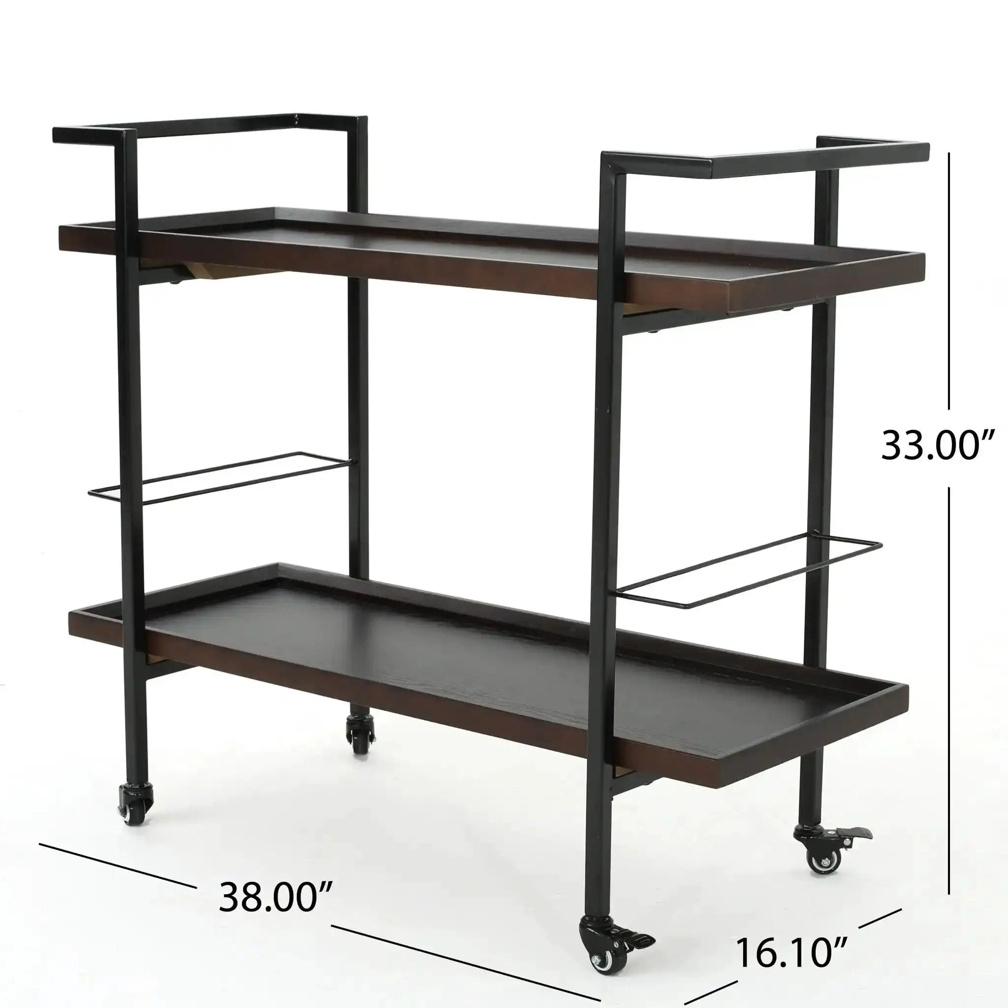Modern Industrial Bar Cart With Shelving and Casters by HouseOfZazla