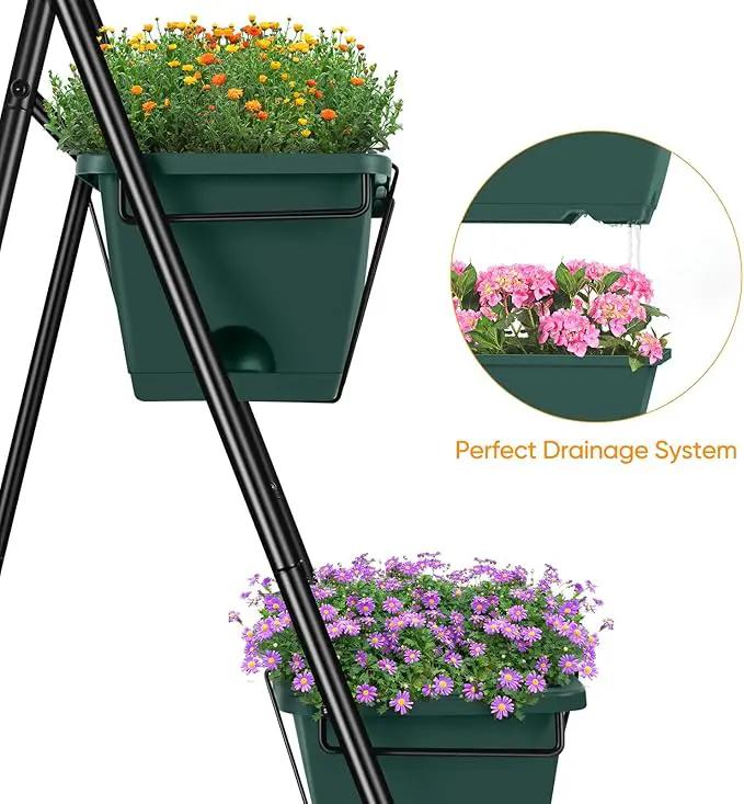 Vertical Raised Garden Bed 3 Tier Garden Planter Standing Planter Box Herb Garden Planter Outdoor and Indoor for Vegetables Flowers Green by GreenHaven Gardens