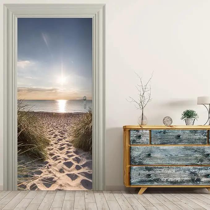 3D Door Stickers Murals Peel and Stick - Beach Path - Door Wall Decals Self-Adhesive Removable Waterproof PVC Door Pictures Poster for Bedroom Living Room Door 31.5"x 78.7" by GreenHaven Gardens
