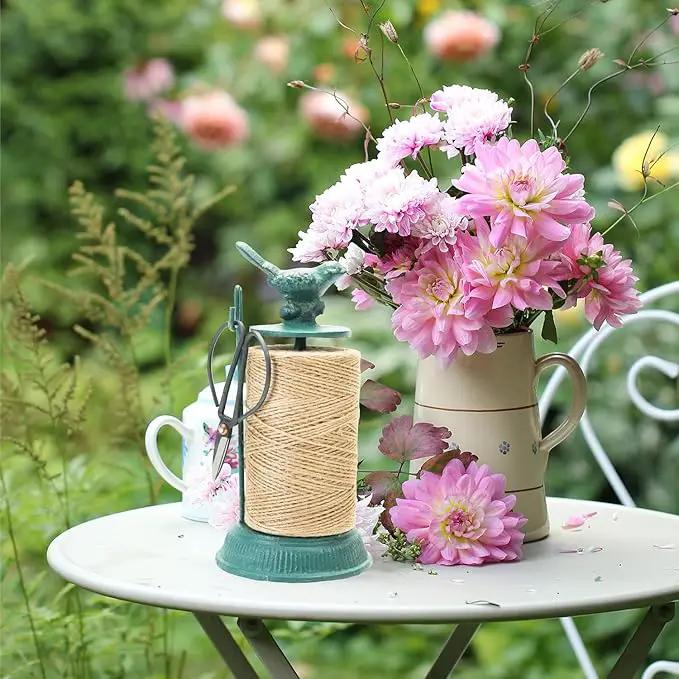 Sungmor Cast Iron Garden Twine Holder Set - 1300ft. Natural Jute Twine String & Rope Rack & Scissors - Decorative & Practical Home Arts Crafts Tools for Picture Display Gift Wrapping Packing Gardening by GreenHaven Gardens