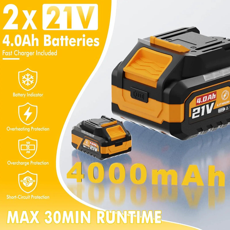 Leaf Blower Cordless (Upgraded) - 630CFM/160MPH, 21V Powerful Electric Cordless Leaf Blower with 2 x 4.0Ah Batteries and Charger, Battery Powered Leaf Blowers for Lawn Care, Patio, Yard, Dust, Snow by GreenHaven Gardens