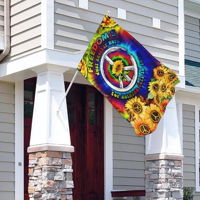 FLAGWIX Sunflower Hippie Peace Flags - Summer Flag Decorations For Home, Outside, House Flag (30 x 40) - USA House Garden Flags, Hippie Peace House Flag, Premium Polyester - Decorative Outdoor Flags by GreenHaven Gardens