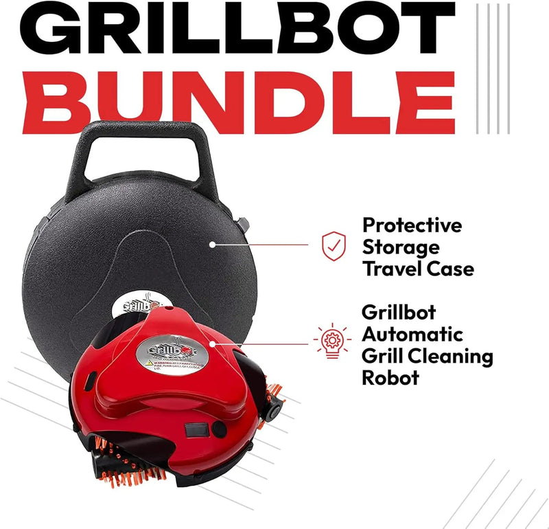 Grillbot Automatic Grill Cleaning Robot with Nylon Brushes, BBQ Grill Cleaner, Grill Brush, Grill Scraper, BBQ Accessories (Red Grillbot + Carry Case) by GreenHaven Gardens