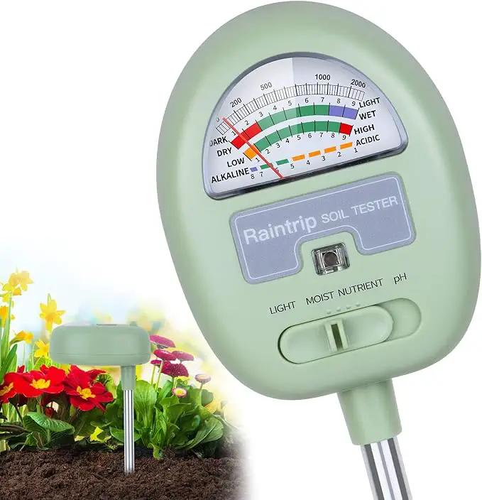 Soil Moisture Meter, 4-in-1 Moisture Meter for Plants, Tester for Moist, Light,Nutrients, pH, Soil Test Kit, Great for Garden, Lawn, Farm, Indoor & Outdoor Use, No Battery Required by GreenHaven Gardens