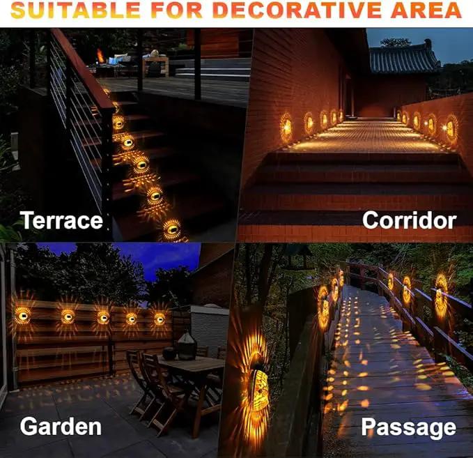 Solar Atmosphere Lights for Outside, IPX4 Waterproof Decor, Warm Light for Backyard/Railing/Step/Patio/Stair Railings and Wall (6 Pack) by GreenHaven Gardens