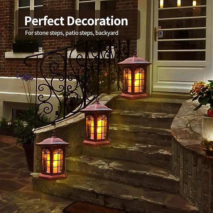 Solar Outdoor Waterproof Hanging Lantern, Yard Decorative Solar Lights PVC Upgrade 3 LED Flickering Flameless Candle Decorative Lights for Garden(Garden Candle) by GreenHaven Gardens