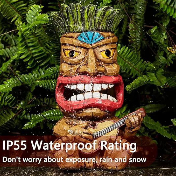 Solar Tiki Statue Outdoor Decor-Garden Guitar Tiki Statues-Tiki Bar Decorations for Outdoor Patio Yard Lawn Balcony Bar Party,Waterproof Garden Sculpture 10.35 Inch Tall by GreenHaven Gardens